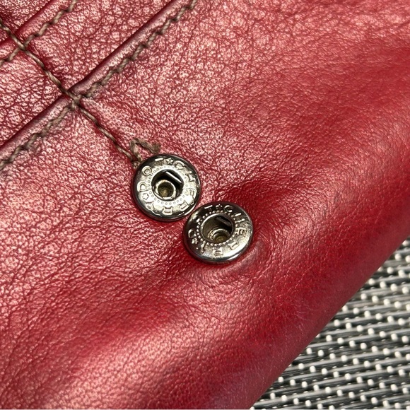 Tignanello Womens Accordion Wallet Purse Genuine Leather Snap Button Closure Red - Picture 6 of 17
